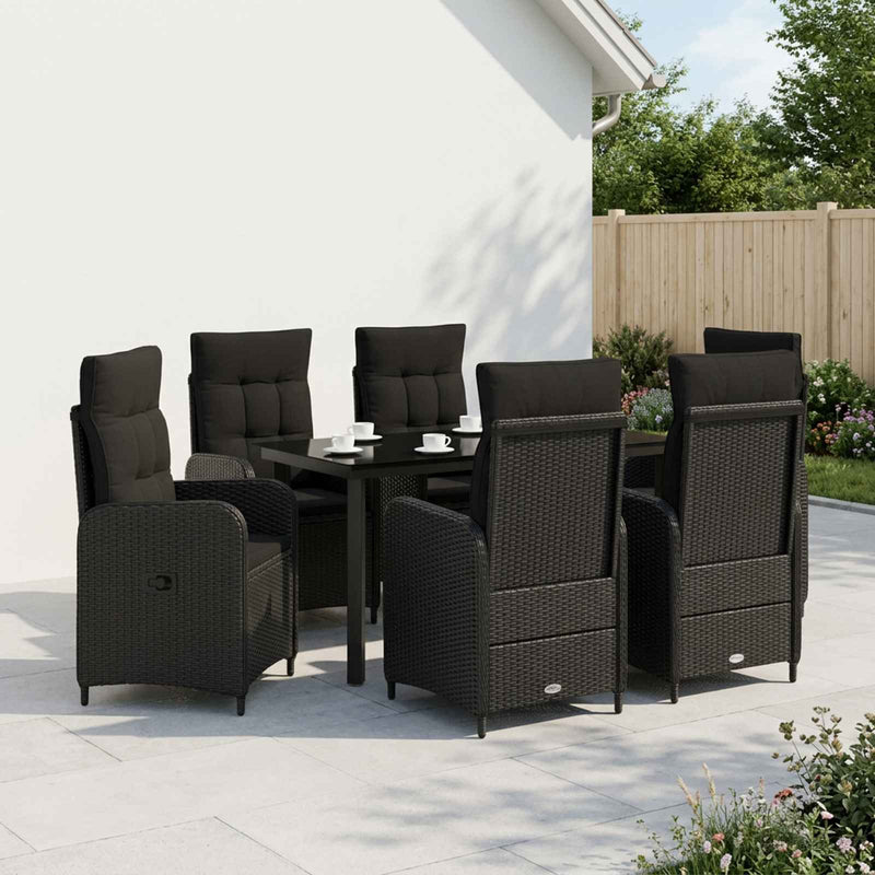 Set de masă pentru grădină 7 buc. Negru
