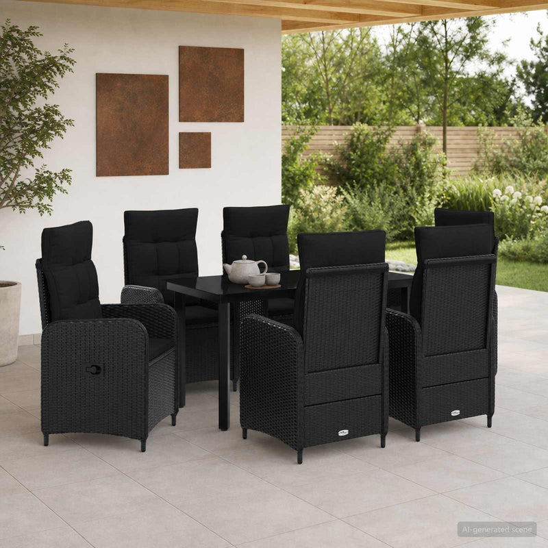 Set de masă pentru grădină 7 buc. Negru