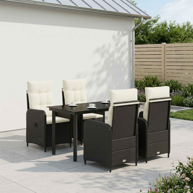Set de masă pentru grădină 5 buc. Negru și Alb crem