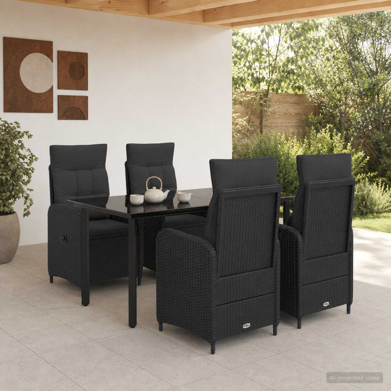 Set de masă pentru grădină 5 buc. Negru