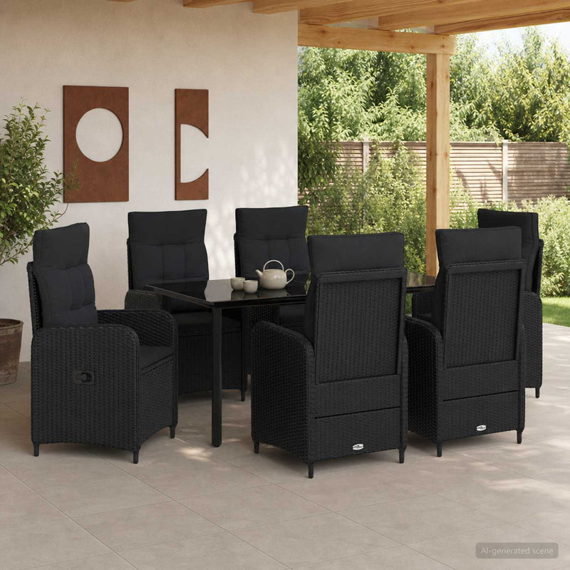 Set de masă pentru grădină 7 buc. Negru