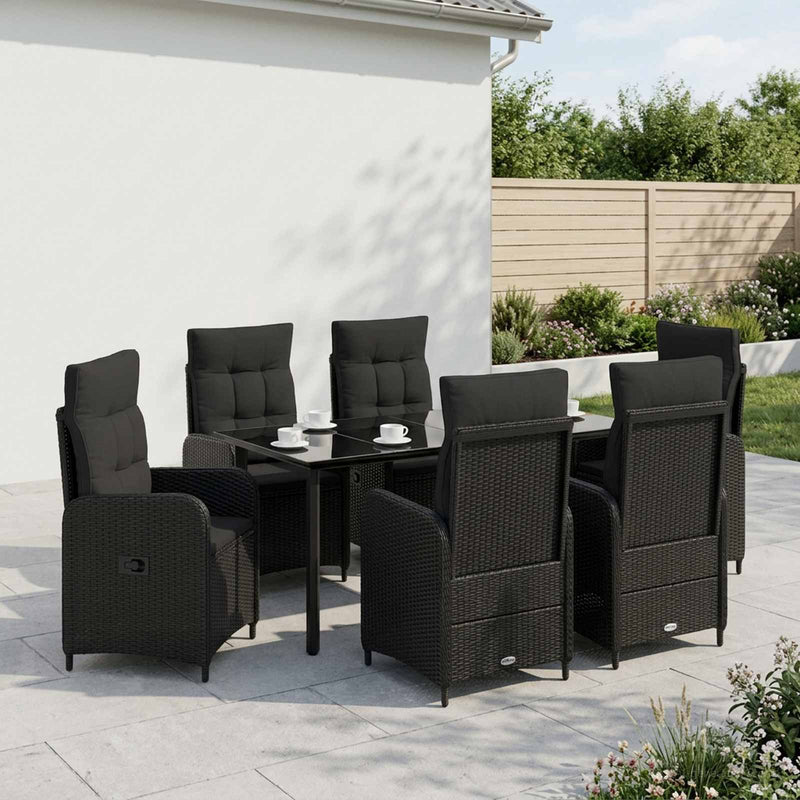 Set de masă pentru grădină 7 buc. Negru