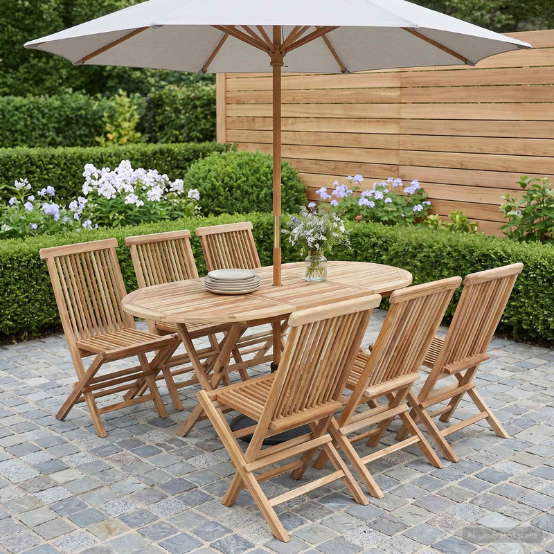 Set de Mobilier pentru Grădină 7 buc. natural Lemn solid de tec
