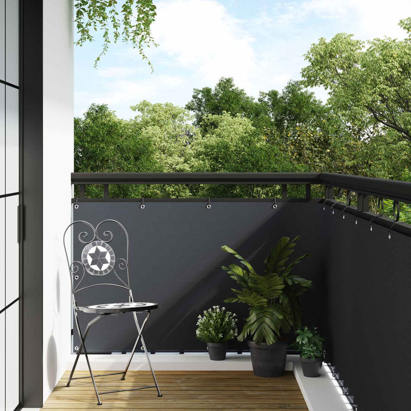 Ecran pentru balcon cu găici 400 x 90 cm poliratan Antracit