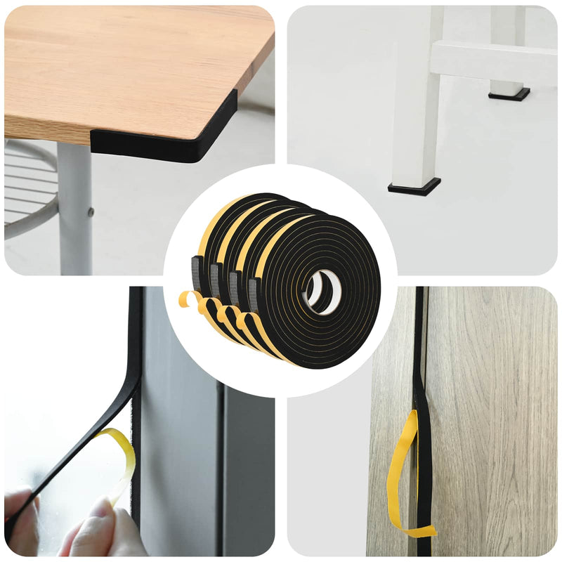 Bandă din spumă autoadezivă 4 buc. Negru 20mm x 5m Spumă CR