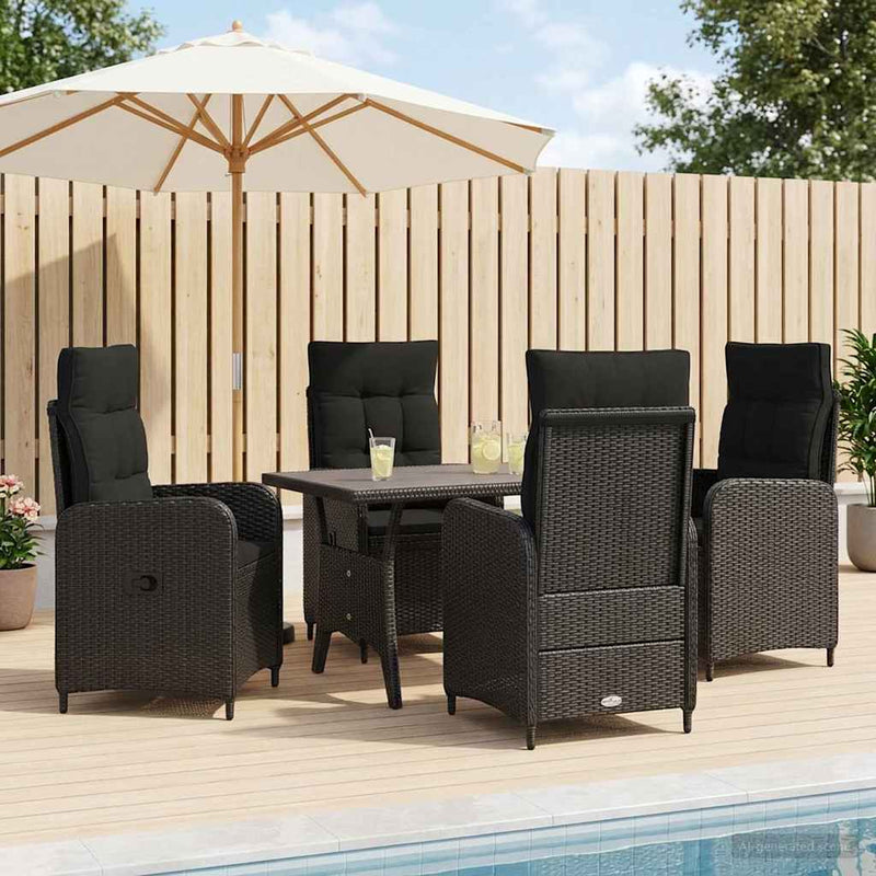 Set dining pentru exterior 5 buc. Negru poliratan