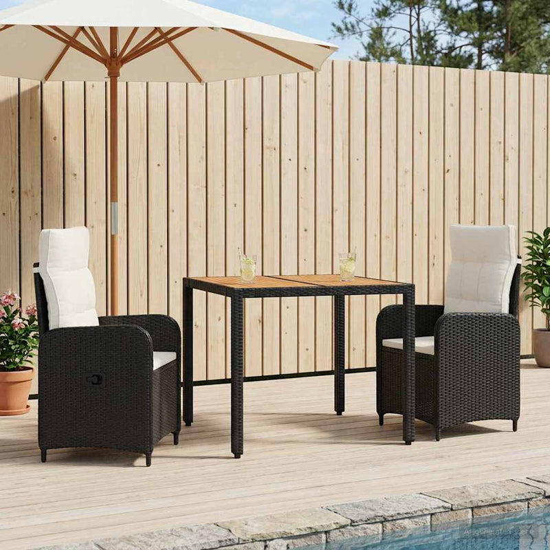 Set dining pentru exterior 3 buc. Negru și Alb crem