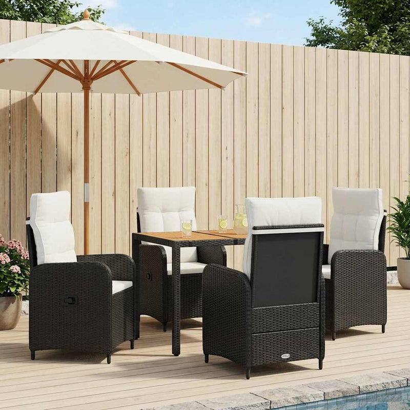 Set dining pentru exterior 5 buc. Negru și Alb crem