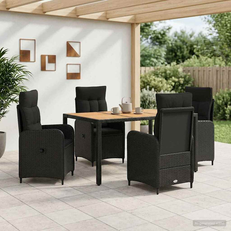 Set dining pentru exterior 5 buc. Negru