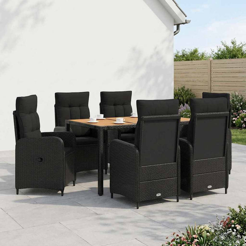 Set dining pentru exterior 7 buc. Negru
