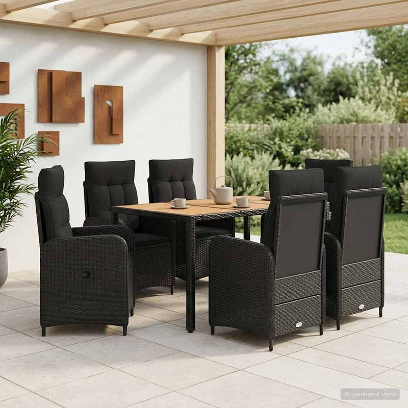 Set dining pentru exterior 7 buc. Negru