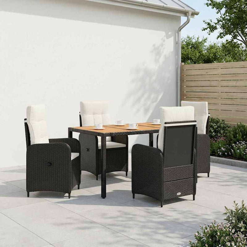 Set dining pentru exterior 5 buc. Negru și Alb crem