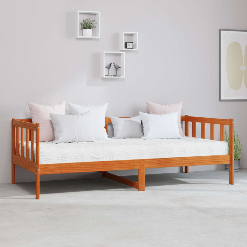 Pat de zi cu headboard Culoare ceară maro și alb 90 x 200 cm