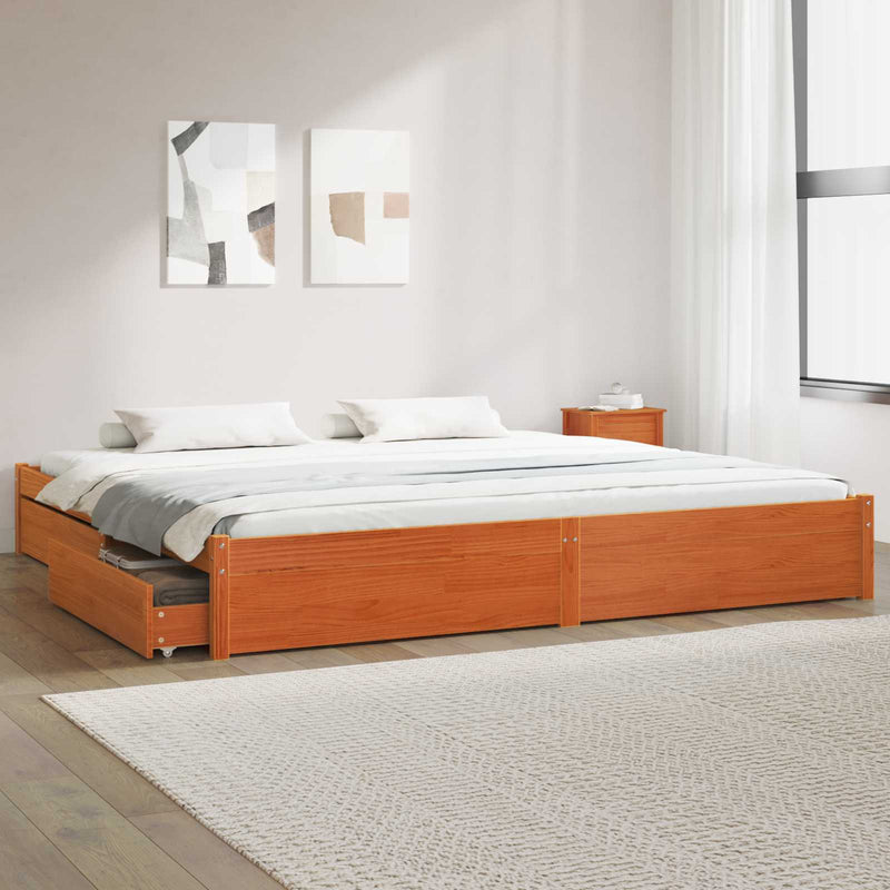 Cadru de pat Maroniu cerat 180 x 200 cm Lemn de pin masiv