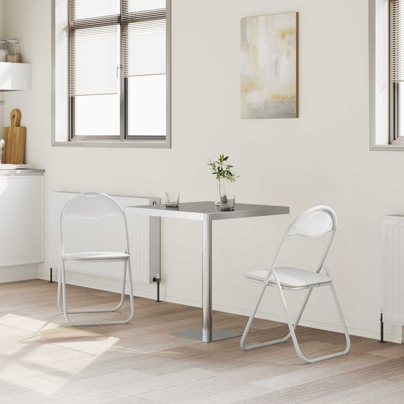 Scaun pliant 2 buc. Piele artificială Alb 48 x 43,5 x 81 cm