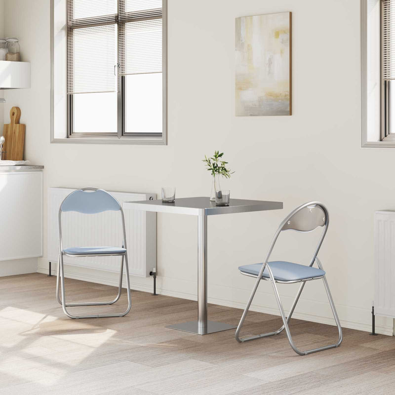 Scaun pliant 2 buc. Piele artificială Gri 48 x 43,5 x 81 cm