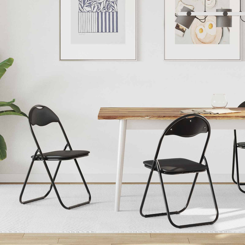Scaun pliant 2 buc. Piele artificială Negru 48 x 43,5 x 81 cm