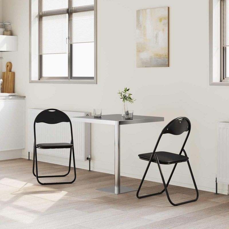 Scaun pliant 2 buc. Piele artificială Negru 48 x 43,5 x 81 cm
