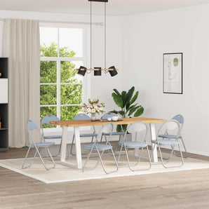 Scaun pliant 8 buc. Piele artificială Gri 48 x 43,5 x 81 cm