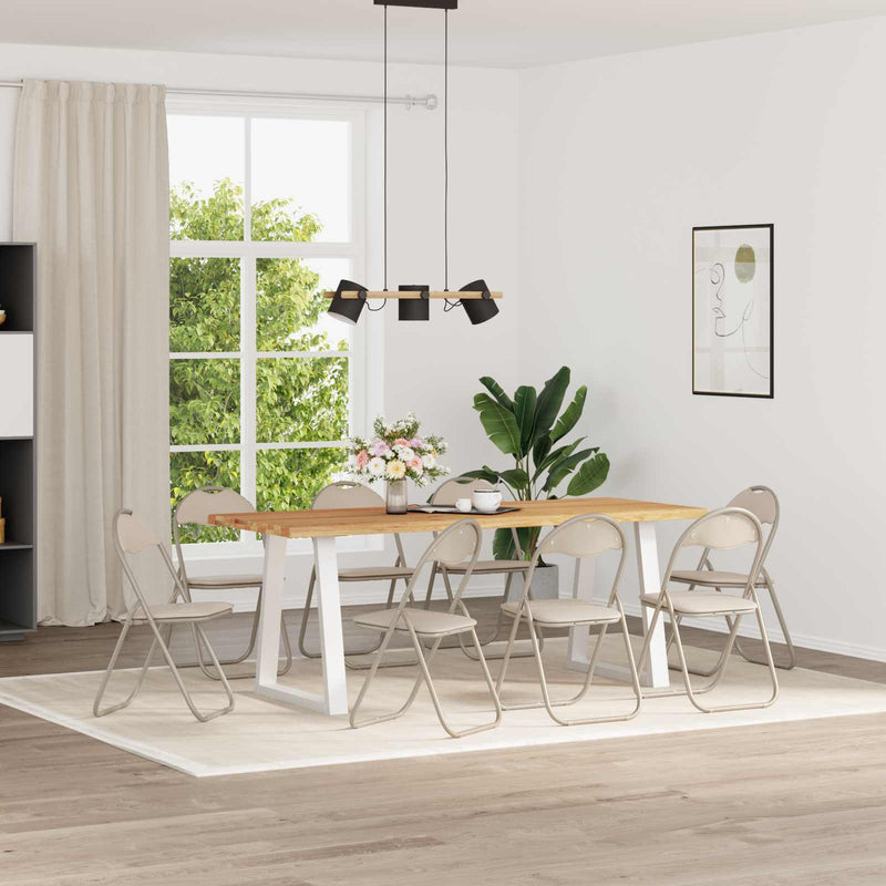 Scaun pliant 8 buc. Piele artificială Nisipiu 48 x 43,5 x 81 cm