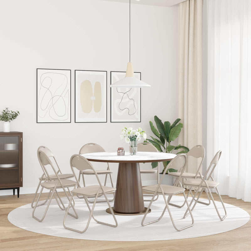 Scaun pliant 8 buc. Piele artificială Nisipiu 48 x 43,5 x 81 cm