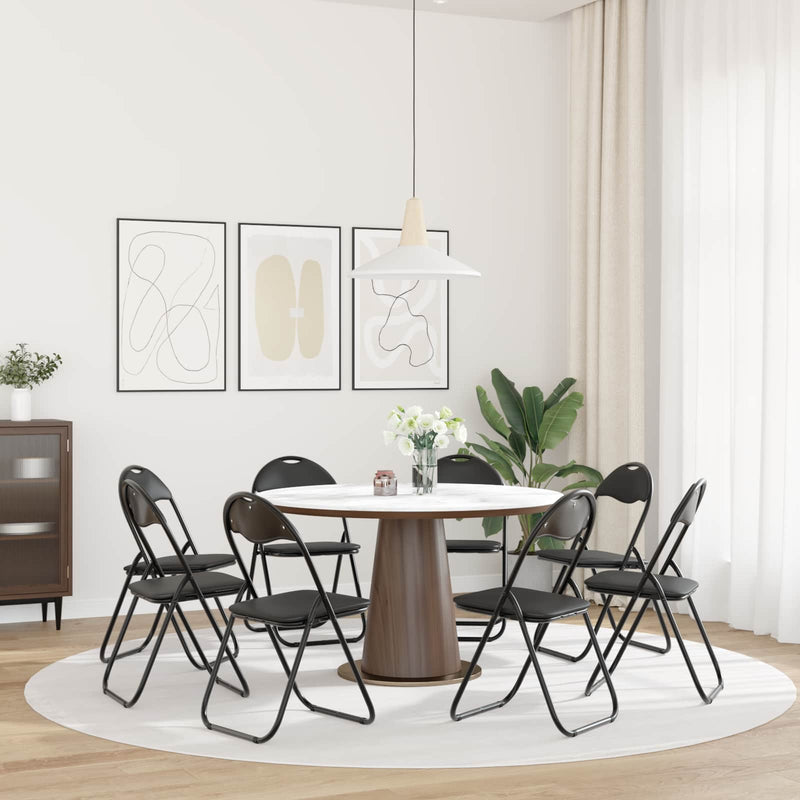 Scaun pliant 8 buc. Piele artificială Negru 48 x 43,5 x 81 cm