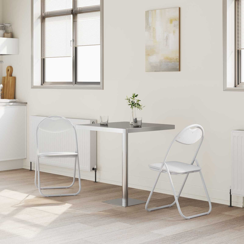 Scaun pliant 2 buc. Piele artificială Alb 48 x 43,5 x 81 cm