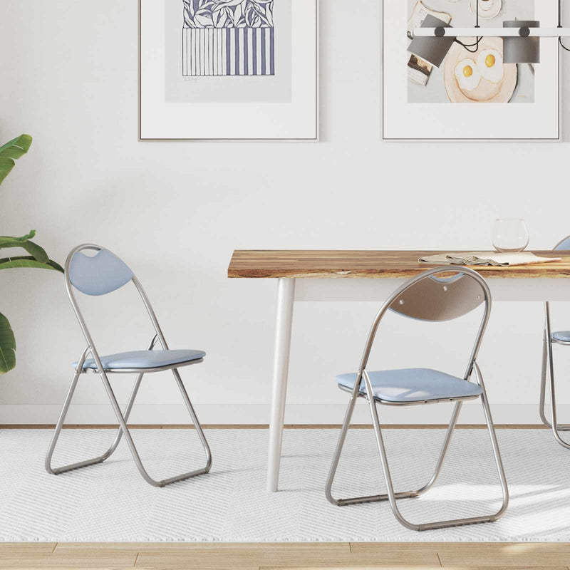 Scaun pliant 2 buc. Piele artificială Gri 48 x 43,5 x 81 cm
