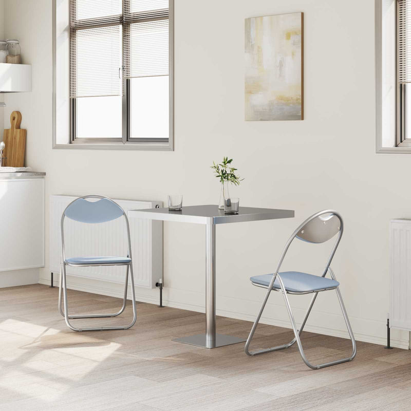 Scaun pliant 2 buc. Piele artificială Gri 48 x 43,5 x 81 cm