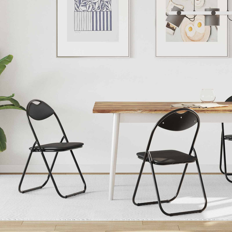Scaun pliant 2 buc. Piele artificială Negru 48 x 43,5 x 81 cm