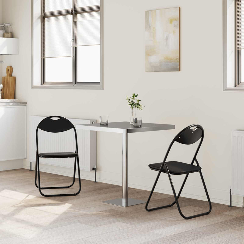 Scaun pliant 2 buc. Piele artificială Negru 48 x 43,5 x 81 cm