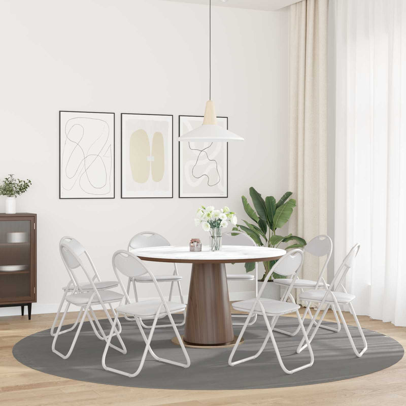 Scaun pliant 8 buc. Piele artificială Alb 48 x 43,5 x 81 cm