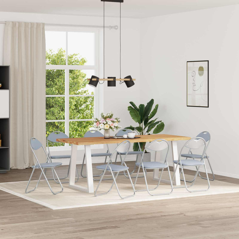 Scaun pliant 8 buc. Piele artificială Gri 48 x 43,5 x 81 cm