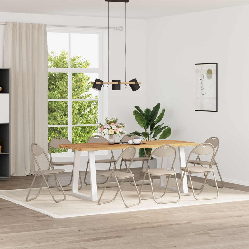 Scaun pliant 8 buc. Piele artificială Nisipiu 48 x 43,5 x 81 cm