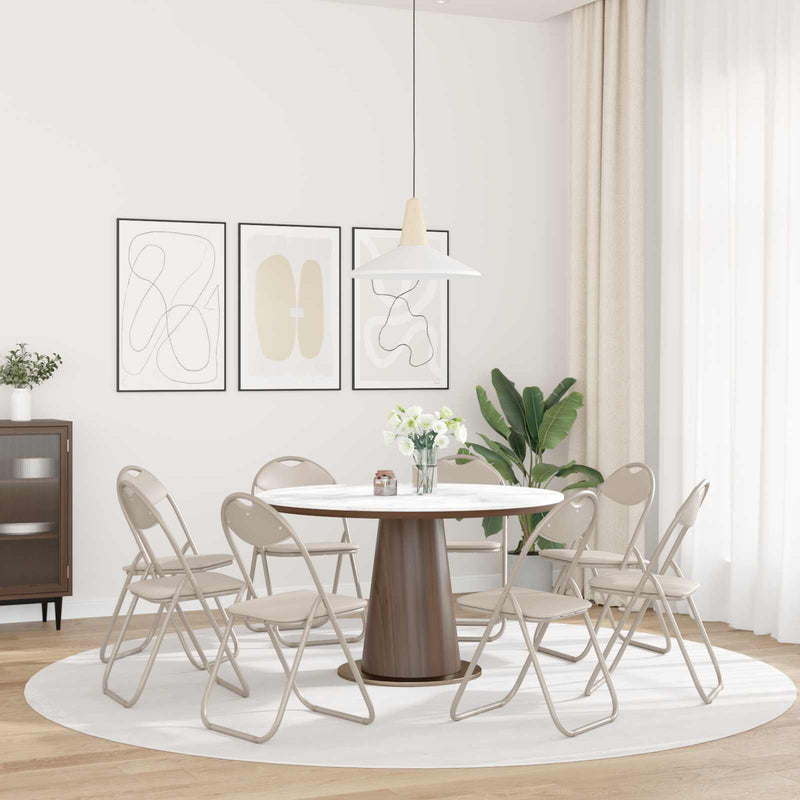 Scaun pliant 8 buc. Piele artificială Nisipiu 48 x 43,5 x 81 cm