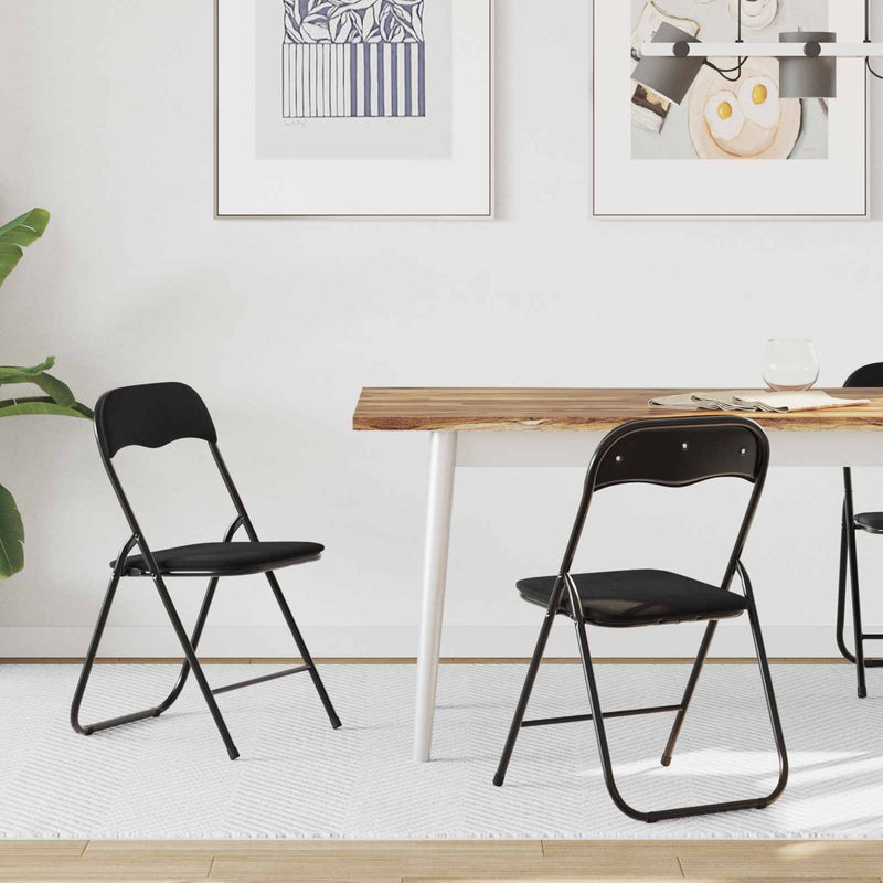 Scaun pliant 2 buc. Catifea Negru 48 x 44 x 78 cm