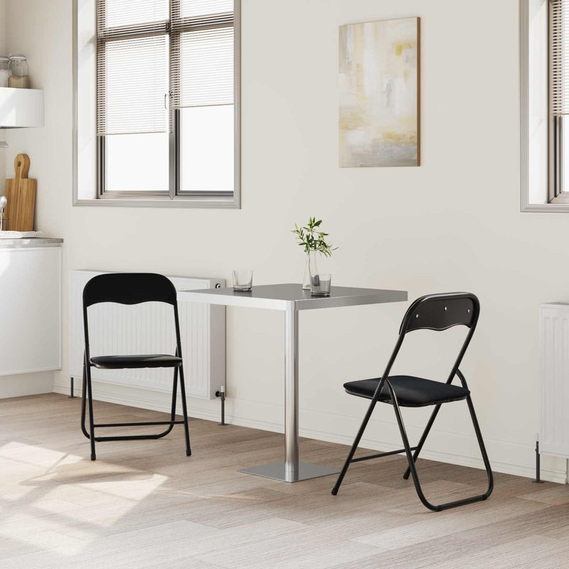 Scaun pliant 2 buc. Catifea Negru 48 x 44 x 78 cm