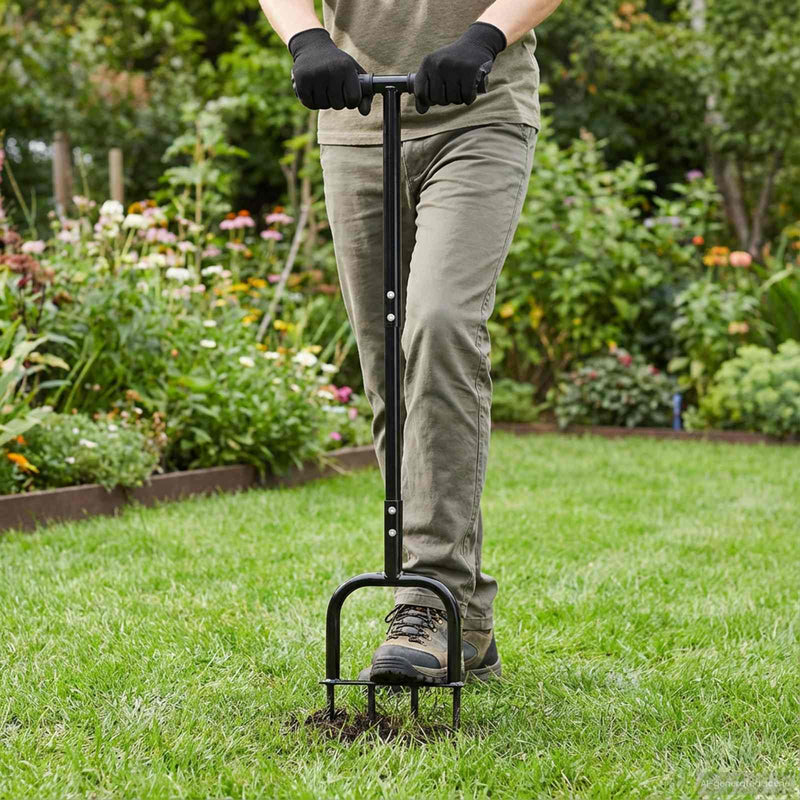 Unealtă aerator pentru gazon Negru 95 x 27 cm Plastic