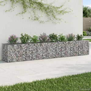 Pat ridicat din gabion 2 buc. 340 x 60 x 55 cm Oțel Galvanizat