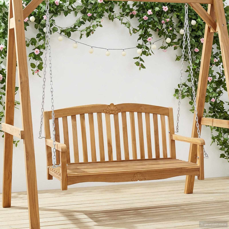 Bancă balansoar tip scoică 114 x 60 x 60,5 cm Lemn solid de tec