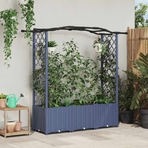 Pat Ridicat cu Trellis și Acoperiș Gri 164 x 40 x 138 cm PP