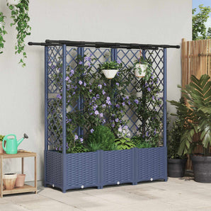 Pat Ridicat cu Trellis și Acoperiș Gri 163,5 x 40 x 136 cm PP