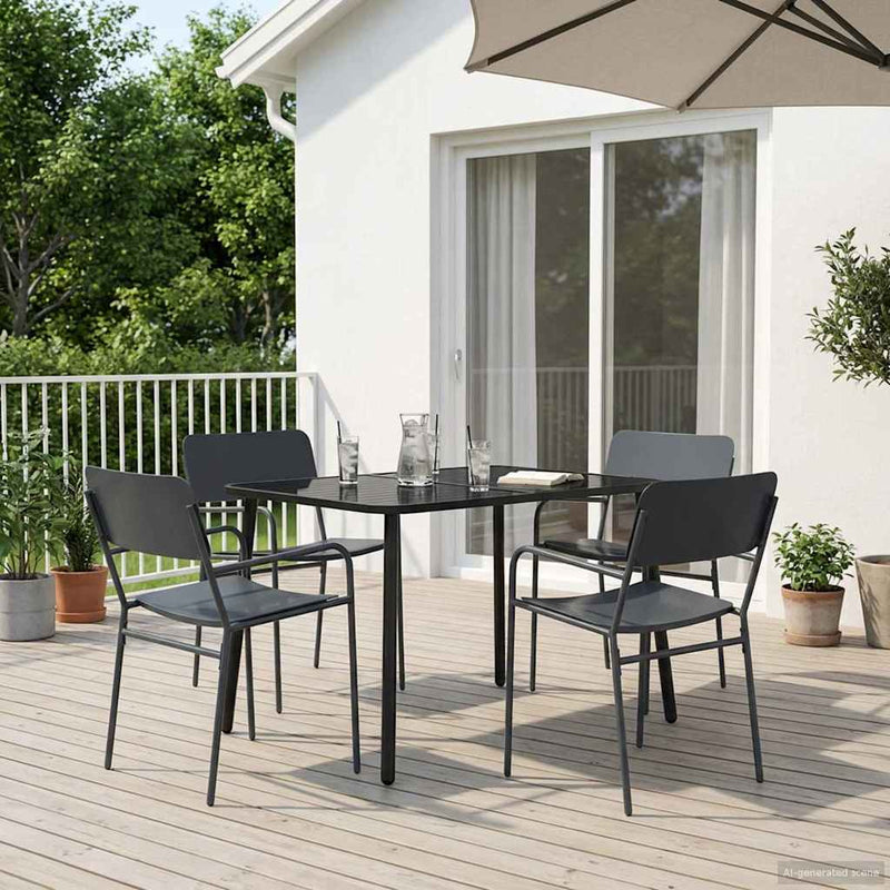 Set de dining 5 buc. Antracit Oțel