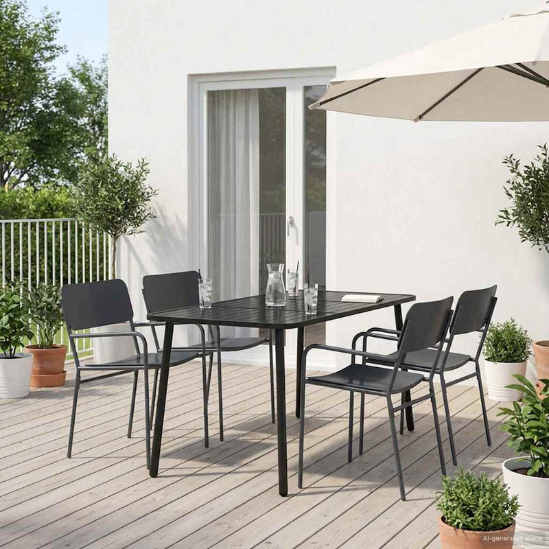 Set de dining 5 buc. Antracit Oțel