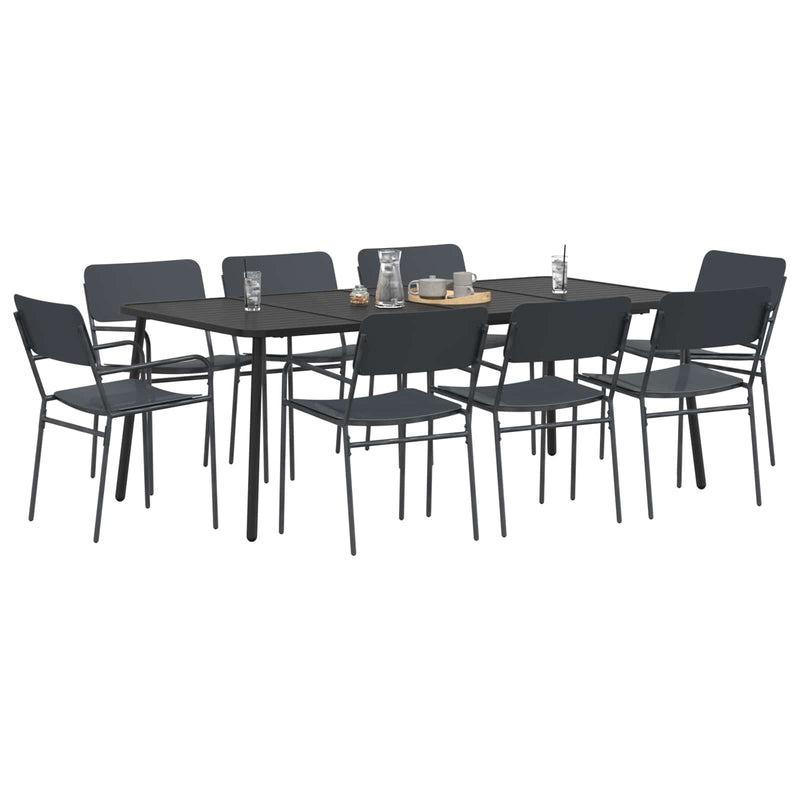 Set de dining 9 buc. Antracit Oțel