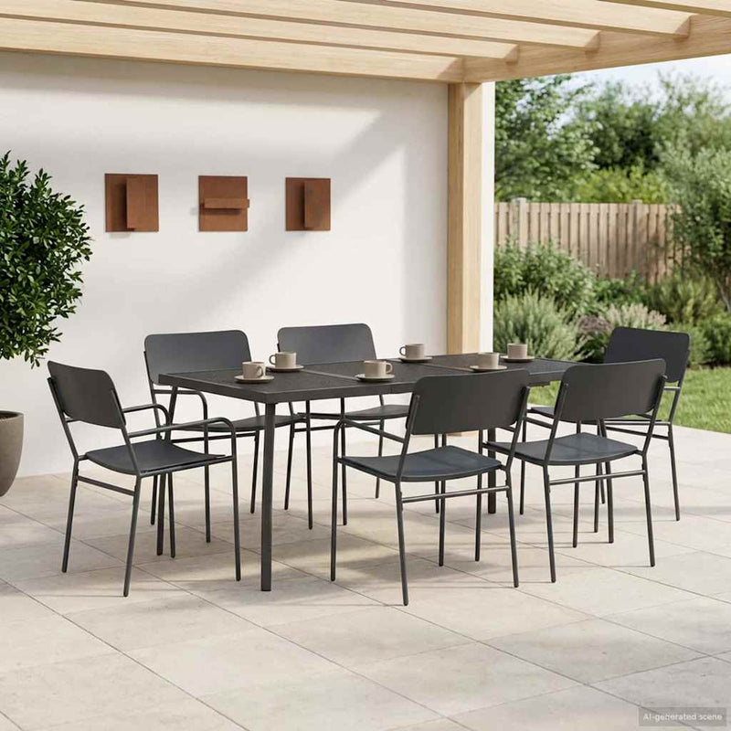 Set de dining 7 buc. Antracit Oțel