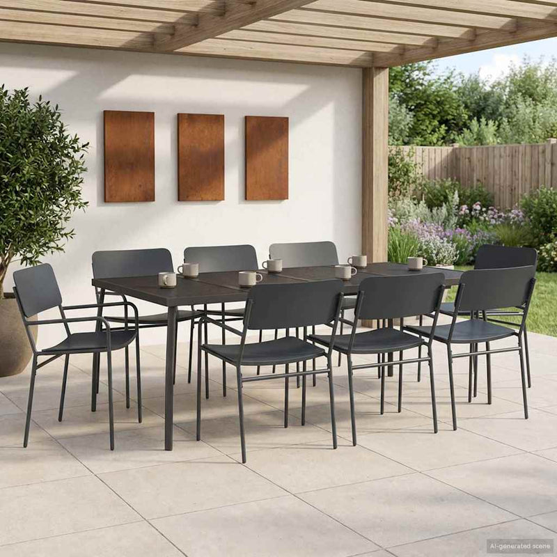 Set de dining 7 buc. Antracit Oțel