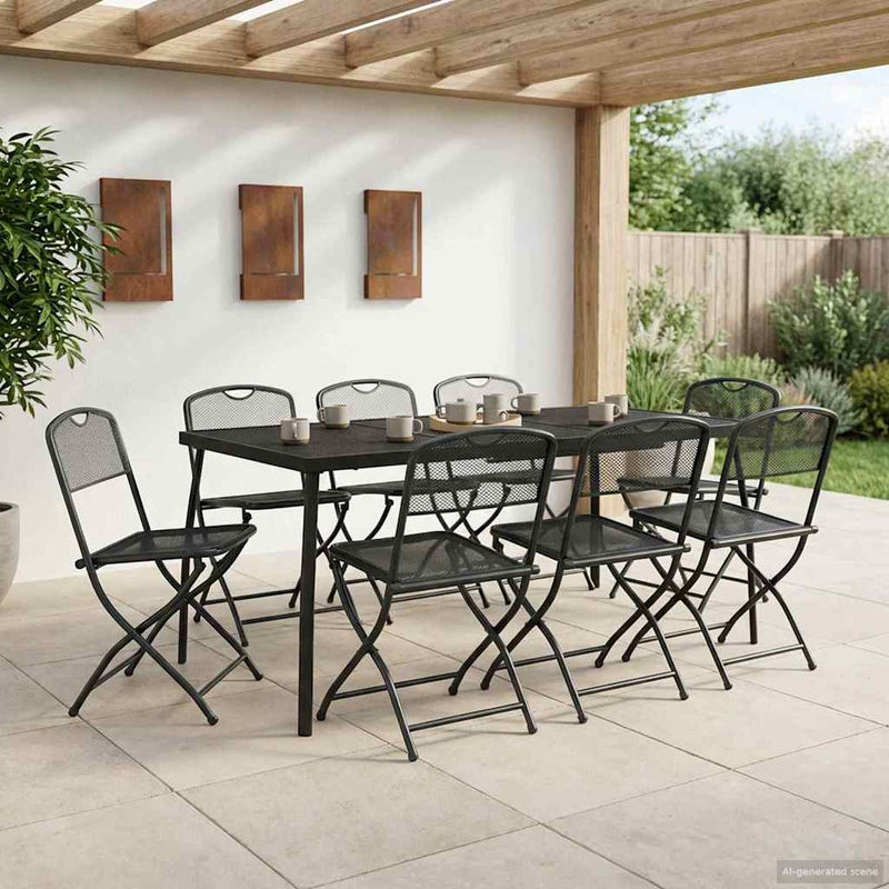 Set de Mobilier pentru Exterior 7 buc. Antracit Fier și Oțel