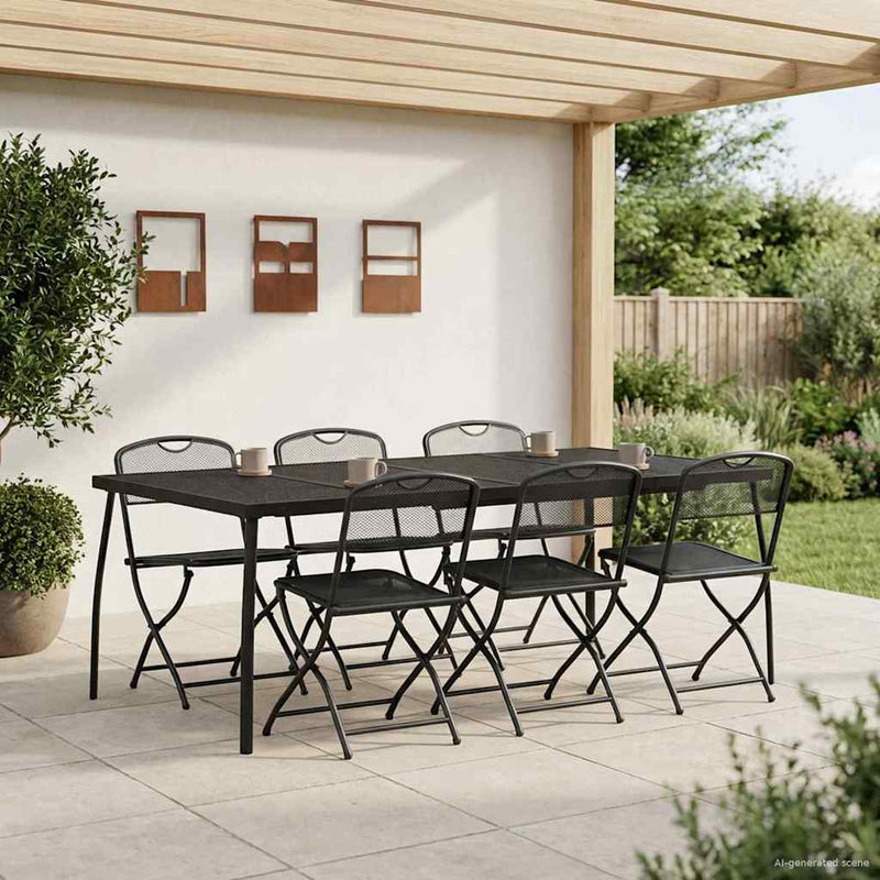 Set de Mobilier pentru Exterior 7 buc. Antracit Fier și Oțel