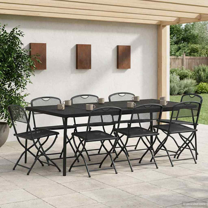 Set de Mobilier pentru Exterior 9 buc. Antracit Fier și Oțel